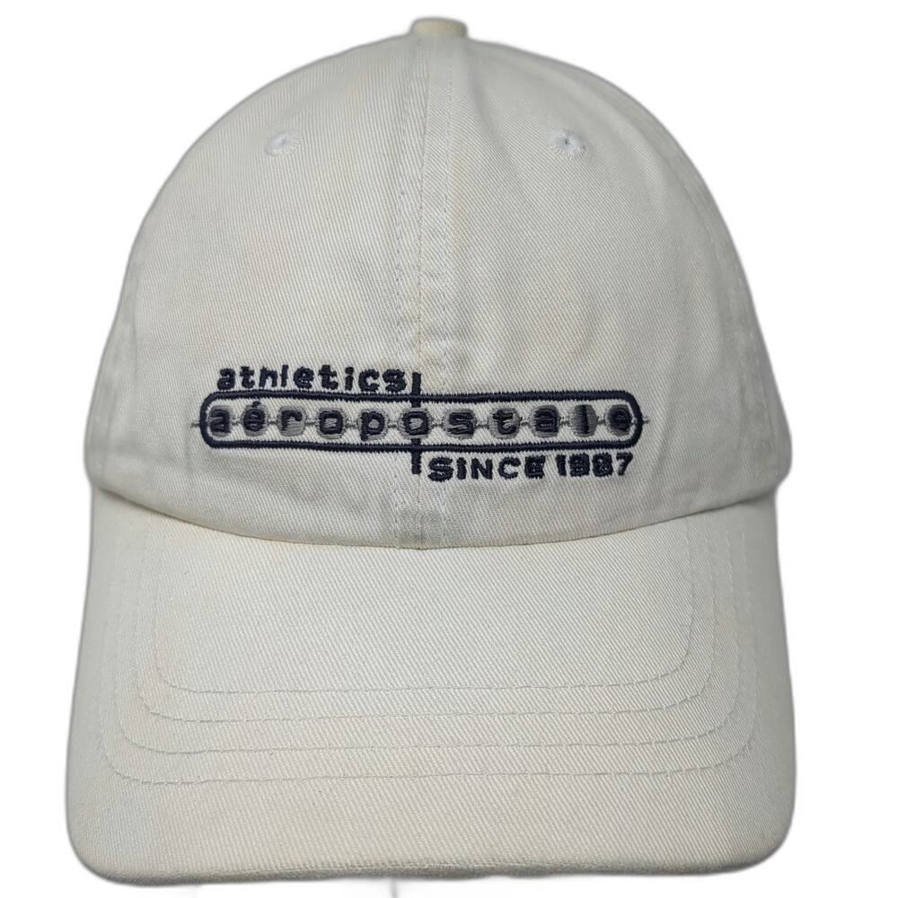 Aeropostale Baseball Cap Beige Blue One Size Slideback Athletics Hat Since 1987